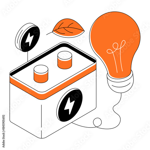 A beautiful design illustration of ecology battery