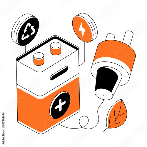 A beautiful design illustration of ecology battery