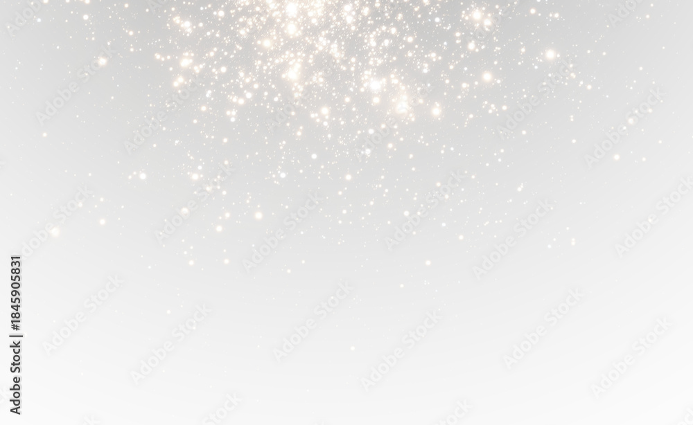 Fototapeta premium Golden shimmer effect with lens flares and bokeh dust on a transparent background. PNG format with transparent shimmering bokeh dust and twinkling stars.