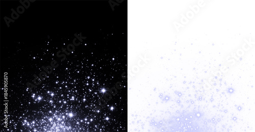 Fotografi Trail of stars on a sparkling background with confetti and soft bokeh