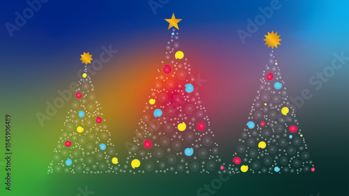 Christmas Tree on a colourful background