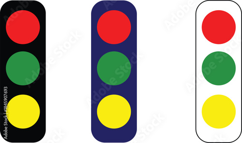 Traffic light icons in red yellow and green simple vector illustrations for road safety and transportation concepts isolated on white