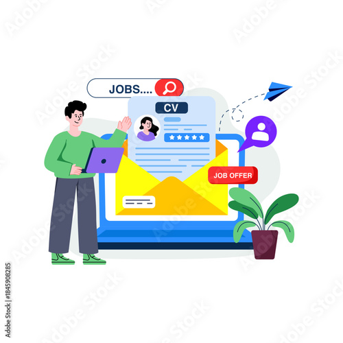 Creative design illustration of Cv email