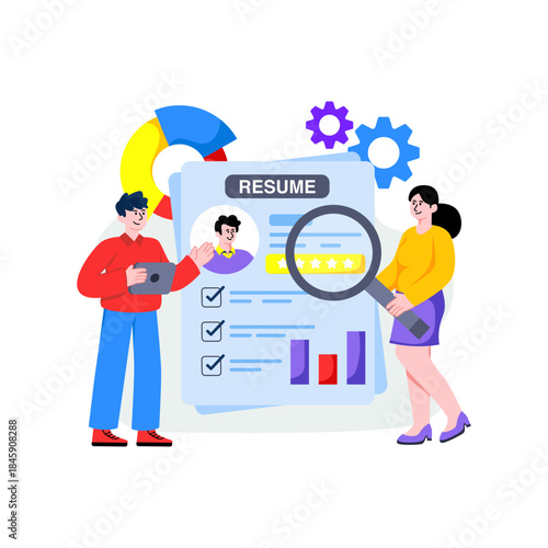 Editable design illustration of cv review