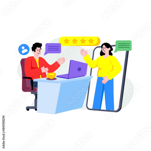 Editable design illustration of online interview