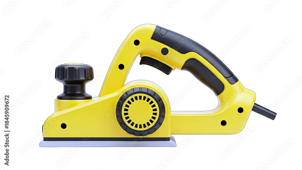 Fototapeta premium Yellow Electric Planer Tool Isolated on White Background