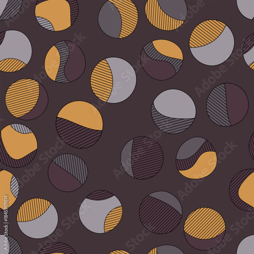 Seamless pattern with geometric aboriginal ornament. Ethnic tribal rounded color background. Afican, australian motiph. Dots painting. Vector illustration, template design for cloth, card, fabric.