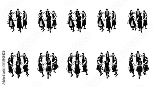 Folk Circle Dance Step Icon Vector Illustration | Traditional Group Dance Movement Symbol | Cultural Rhythm Graphic