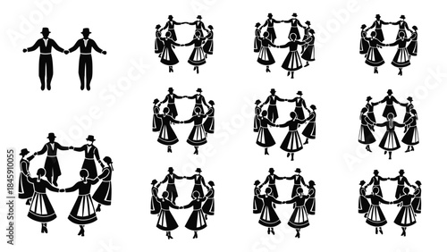 Folk Circle Dance Step Icon Vector Illustration | Traditional Group Dance Movement Symbol | Cultural Rhythm Graphic
