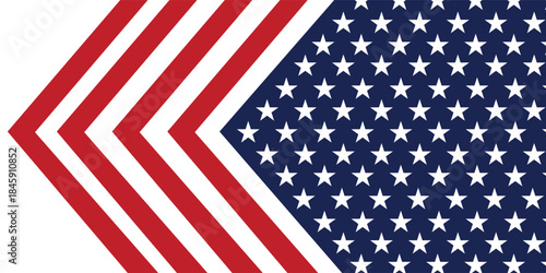 American flag waving in the wind on a transparent background. Banner for Independence Day 4th of July, Memorial, Veterans Day, freedom and democracy celebration.