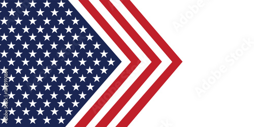 American flag waving in the wind on a transparent background. Banner for Independence Day 4th of July, Memorial, Veterans Day, freedom and democracy celebration.