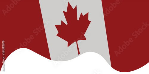 Canadian flag waving in wind. Waving Canadian national flag with red maple leaf symbol on white background. Patriotic concept. Design for banner, poster and postcard. Vector illustration. EPS10