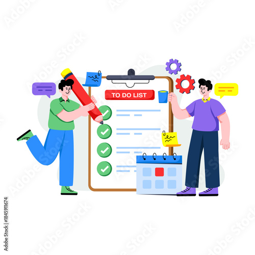 Modifiable illustration of to-do list, flat design vector