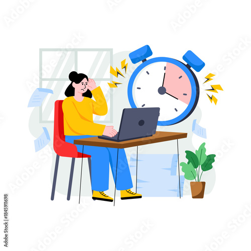 An illustration design of overtime time employee