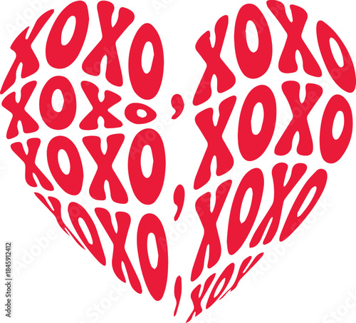 xoxoxo hugs and kisses heart typography. Valentine's Day sublimation Design