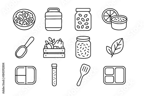 Box spice eco jar insulated citrus produce divider vector icon prep meal