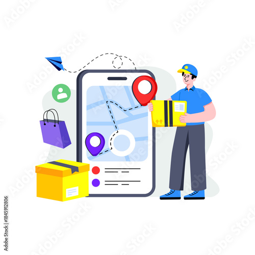 Modern design illustration of online parcel tracking