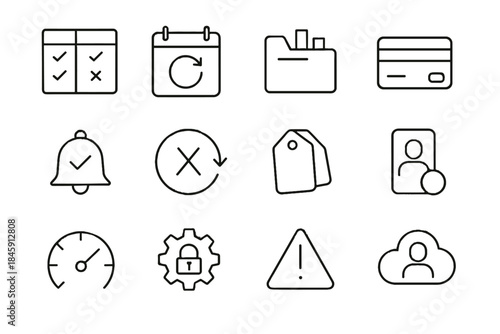 Digital icons calendar gauge vector icon subscription plan renewal card folder privacy