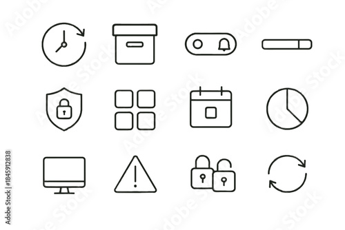 Archive budget bar digital privacy plan device icons subscription marker vector progress