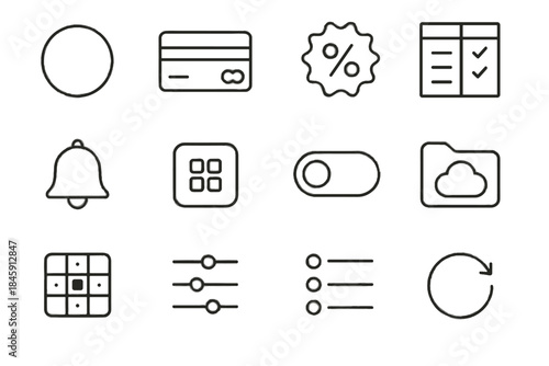 Icons simple subscription icon controls card folder reminder vector grid badge renewal