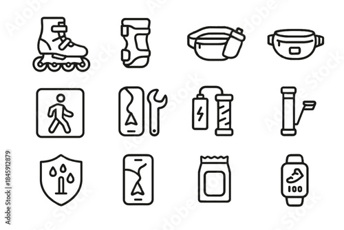 Urban icon guards wrench vector icons commuting grip phone crosswalk repair line