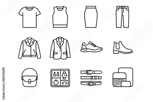 Sneakers wardrobe coat skirt icons relaxed vector smart boots icon belt jeans