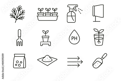 Soil misting line repotting indicator panel vector icon drainage direction neutral minimalist
