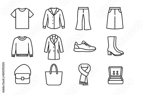 Icon scarf icons smart wardrobe vector athletic boots skirt shoes tees elegant