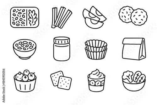 Salad veggie trail pouch icon vector mix grain celery lunchbox healthy bites