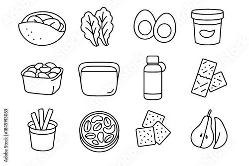 Icons halves boiled icon pear mixed vector snack bag healthy veggie dip