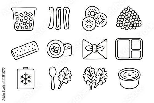Spoon veggie icons lentil buckwheat lunchbox healthy chips wrap portion vector lunch