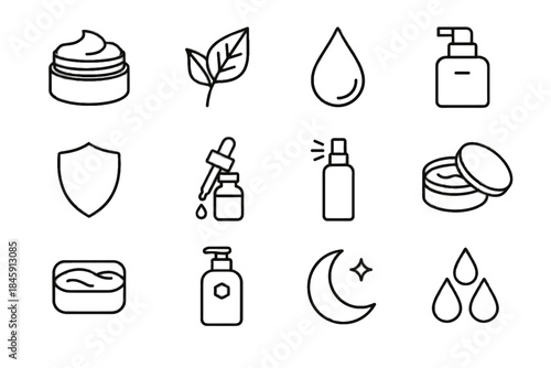 Protective care calming tin lotion shield vector peptide skin drop occlusive icon