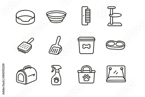 Vertical care vector food airtight icon pet minimalist window perch foldable feeding