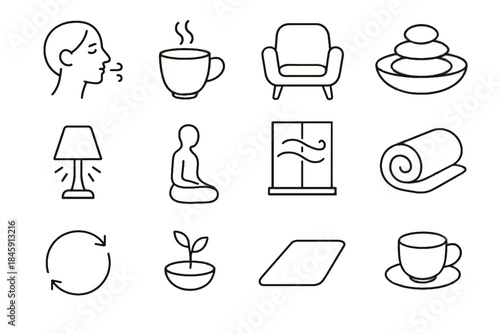 Pebble icon cup dish mindfulness mindful window vector icons roll soft floor