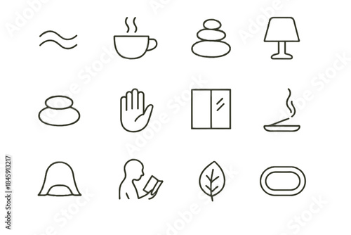 Vector icon symbol mindfulness rug incense pause set grounding comfort blanket cushion