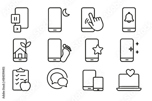 Digital restful calming icon order wellbeing vector icons clean mindful mode homepage