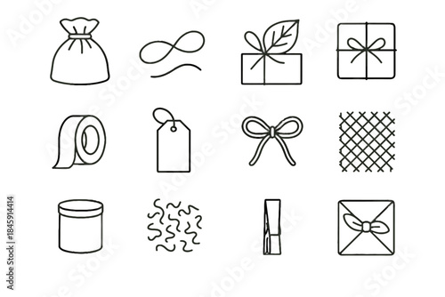 Tape vector twisted shredded leaf icon folded wrap friendly dried gift eco