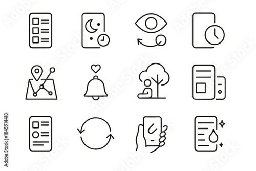 Usage wellbeing calm icons viewing screen digital icon clean alert cycles device