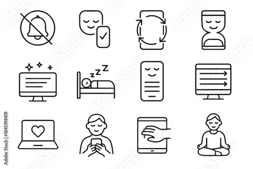 Flow clear vector icon responsible content icons wellbeing mindful digital use tech