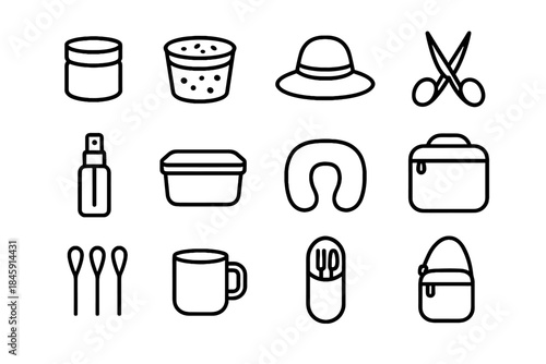 Box compact hat minimal icon cube vector icons sling organizer travel bottle