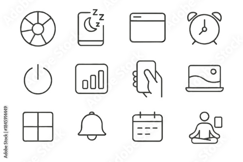 Rest icons vector symbol icon moment restful notifications wheel digital wellbeing healthy