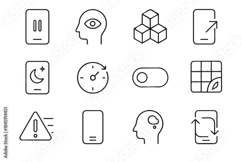Calm icon blocks mindful from use digital minimal wellbeing symbol sync vector