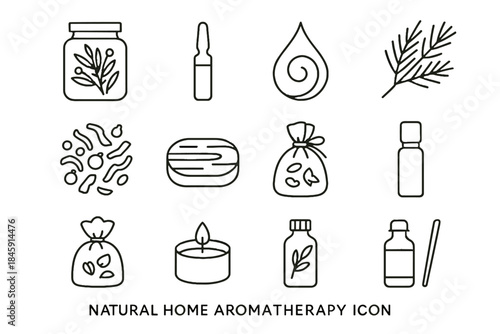 Botanical blend icon icons jar roller essential pouch natural candle vector tray