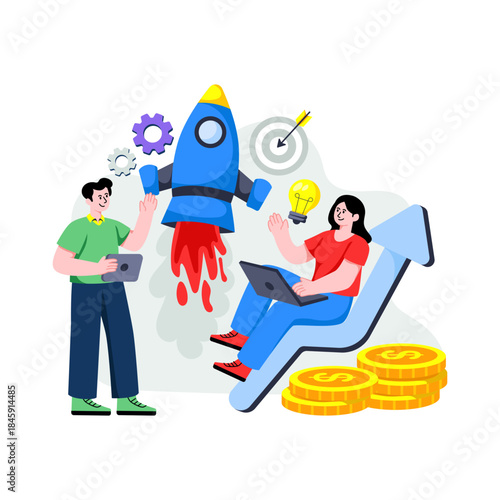 Modern design illustration of business startup growth