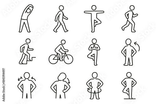 Morning calf healthy icons upright vector yoga pose icon action shoulder mobility