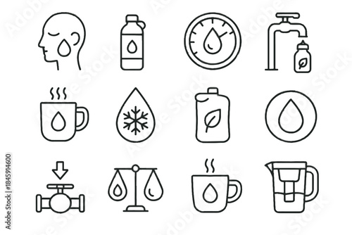 Pouch tap water indicator icon vector gauge icons eco symbol flow mindful