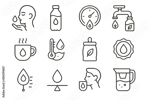 Emblem hydration vector gauge icon symbol regulator levels reusable pouch water mindful