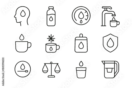 Symbol jug water regulator chilled hydration morning indicator vector icon mindful
