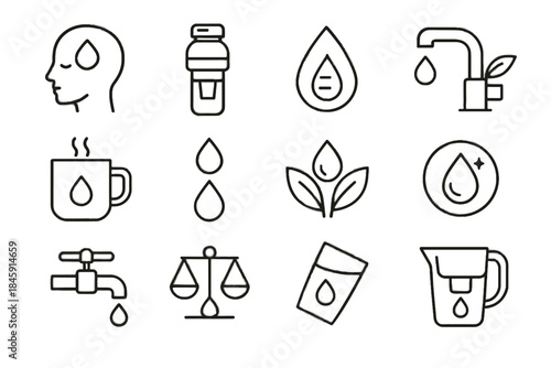 Regulator clean refill vector levels water icon icons filtered eco mindful hydration