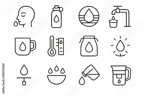 Water pouch icon icons reusable mindful bottle vector mindfulness hydration levels symbol